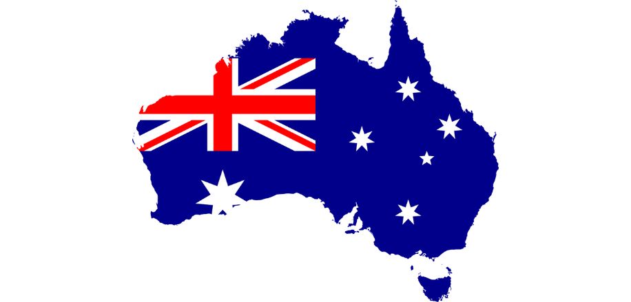 australia map with flag