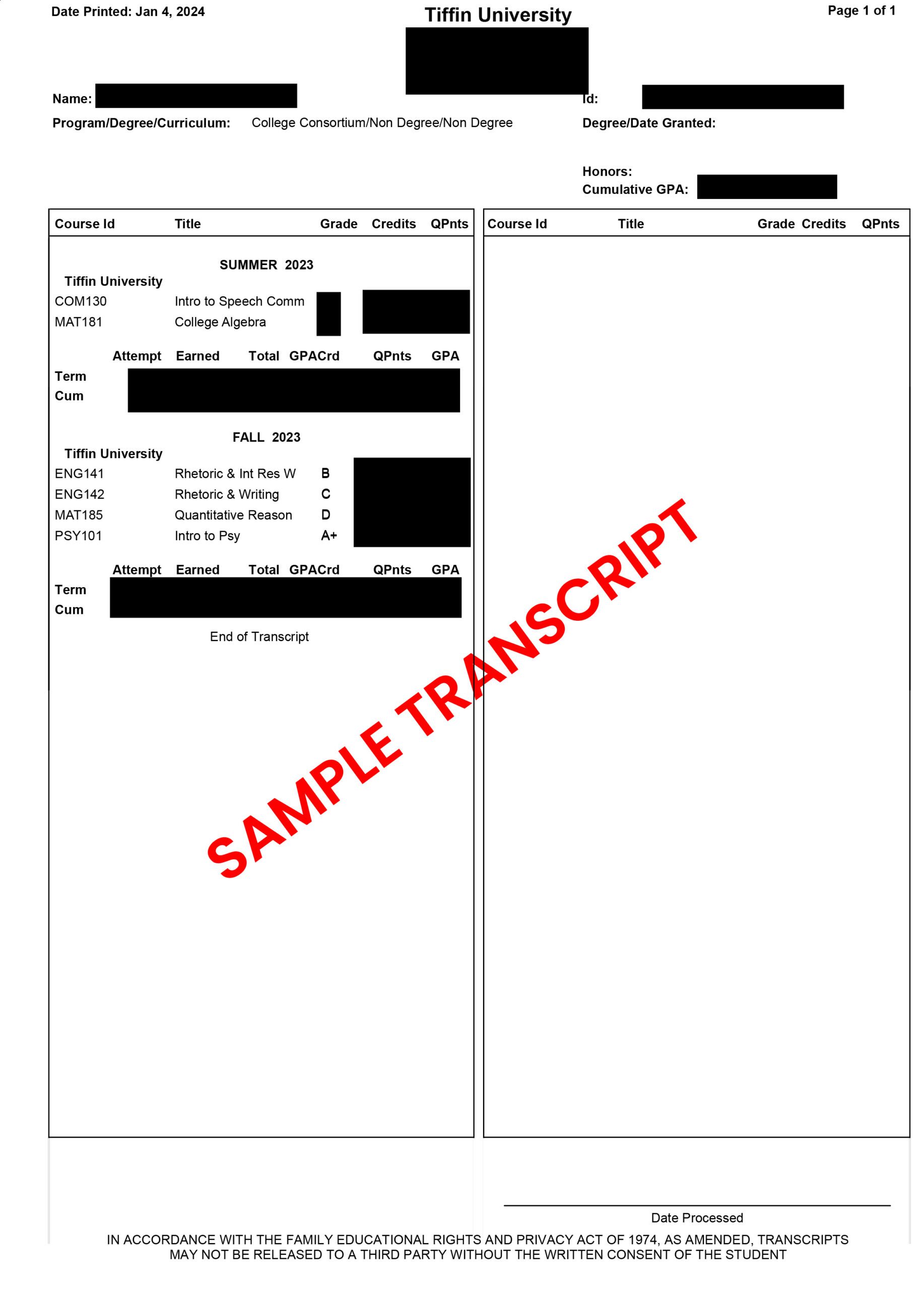 Sample Transcript