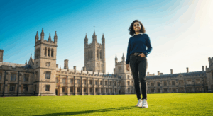 Indian student on UK university campus