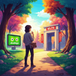 Student choosing Duolingo or IELTS path