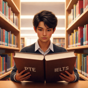 Student choosing between PTE IELTS